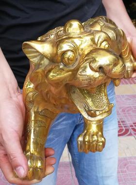 纯铜老虎生肖虎生威虎震万方旺权镇宅家居客厅车载招财摆件大号