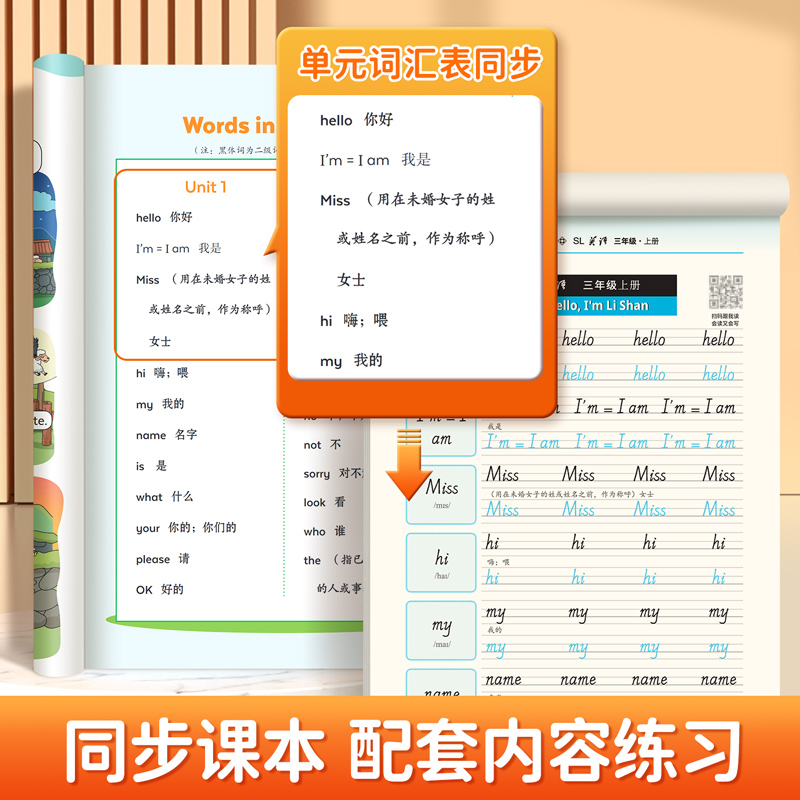 2024年秋新版陕旅版国标体三年级英语同步练字帖上册英语一本通小学生每日一练英语字帖-图1