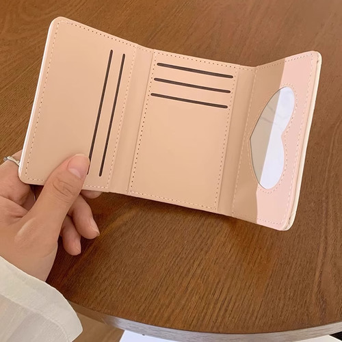 可爱卡通猫咪短款钱包小清新学生多卡位轻薄零钱包卡包皮搭扣钱夹 - 图1