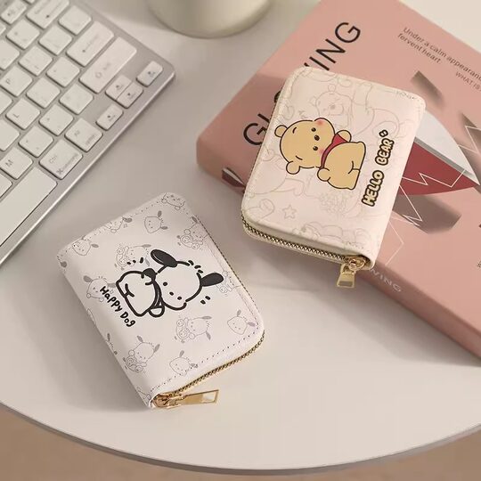 Cute cartoon multi-function card bag for women with large capacity