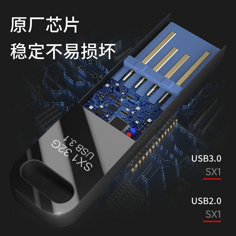 联想 SX1 速芯系列USB3.1 128G U盘车载U盘 金属耐用商务办公优盘 - 图1