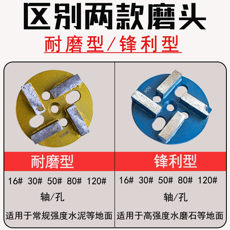 水磨石水泥固化地坪面打磨片开面翻新研磨机4寸合金刚石磨头磨块 - 图2