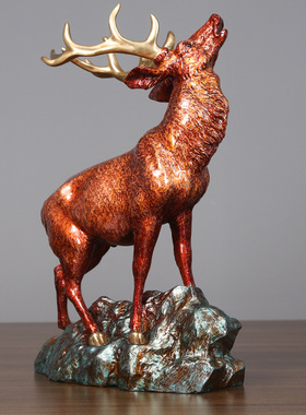 彩铜呦呦鹿鸣家居装饰品办公室客厅摆设铜鹿工艺礼品摆件