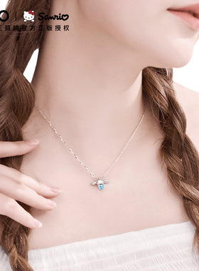 潮色绘玉桂狗项链情人节礼物送女友925银轻奢十字链项链