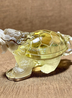 天然黄水晶龙龟招财家居收藏摆件