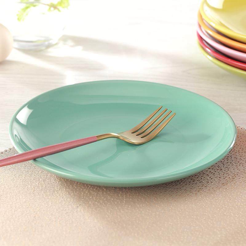 时尚网红陶瓷家用菜盘子果盘早餐盘韩式碟子创意彩色餐具盘碗套装,淘宝优惠券,粉丝福利购,淘宝优惠卷