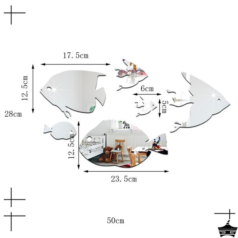 3d立体海洋鱼镜面墙贴客厅卫生间墙面补洞瓷砖防水贴画自粘装饰贴 - 图2