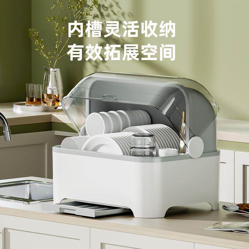 特大号碗柜塑料带盖厨房放碗碟沥水架装碗箱家用餐具收纳箱置物1 - 图0