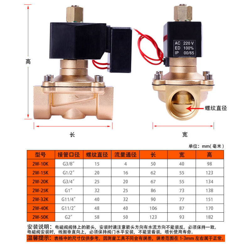 常开节能不发热电磁阀 水阀铜阀3分4分6分1寸等AC220V DC24VDC12V - 图1