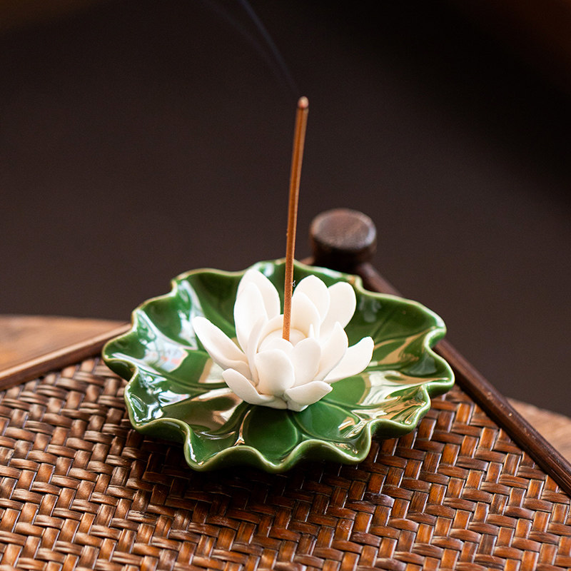 陶瓷莲花线香香插香座创意卧香炉家用艺术禅意檀香炉香薰炉供佛,淘宝优惠券,粉丝福利购,淘宝优惠卷