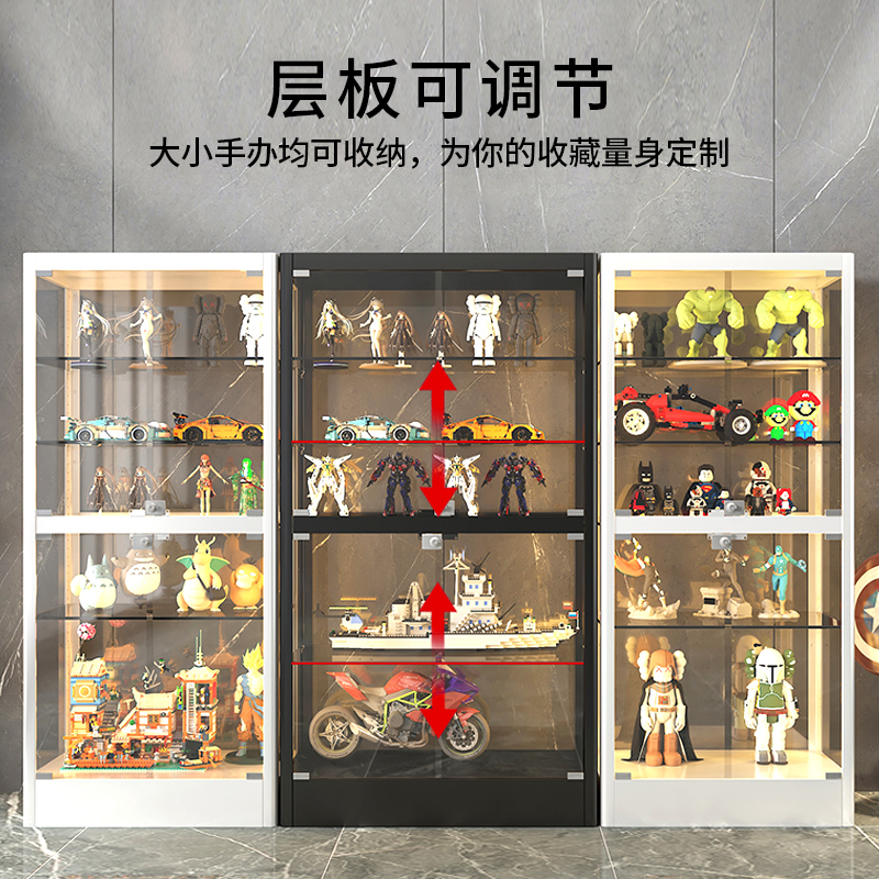 手办展示柜模型玩具透明玻璃展柜陈列柜高达乐高家用收纳礼品柜子 - 图0
