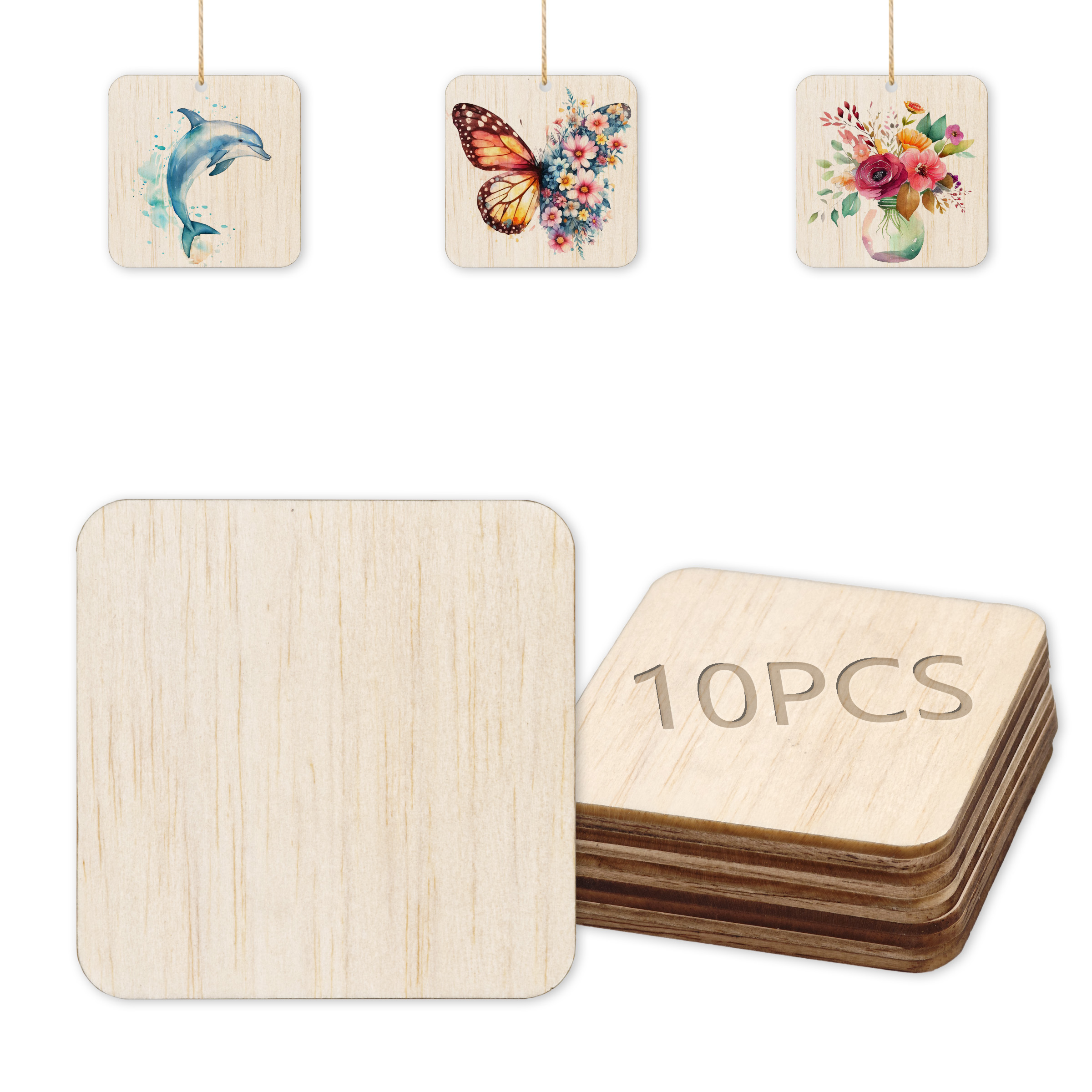 亲子diy手工制作轻木圆木片方木片爱心木片幼儿园创意手绘画材料 - 图0