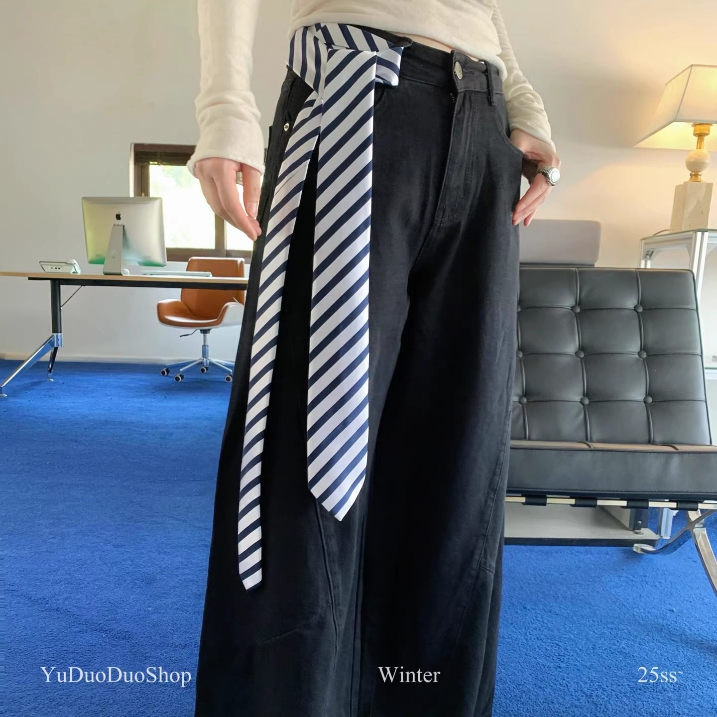 设计师款时髦复古安哥拉红条纹手打领带女美式学院风辣妹腰带配饰,淘宝优惠券,粉丝福利购,淘宝优惠卷