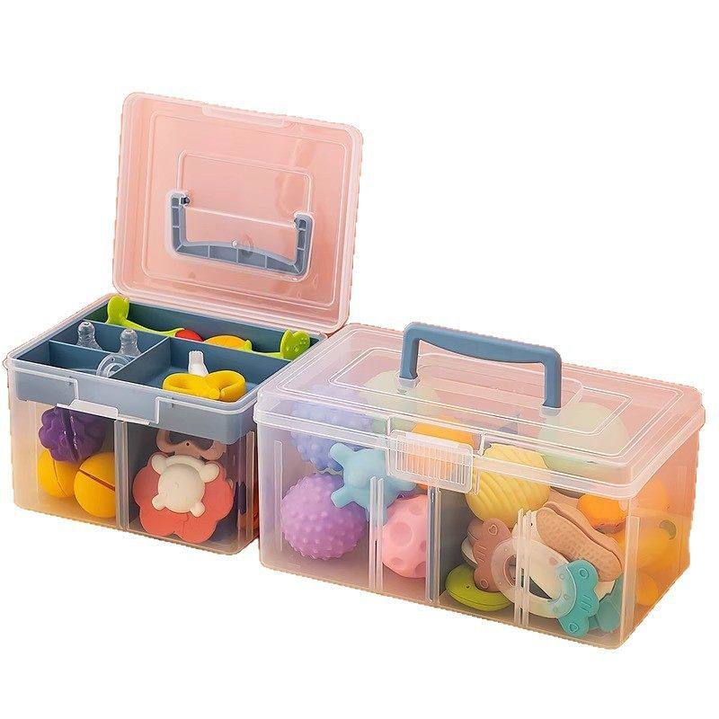 婴儿玩具收纳盒用品牙胶安抚奶嘴置物盒分格整理便携收纳箱子,淘宝优惠券,粉丝福利购,淘宝优惠卷