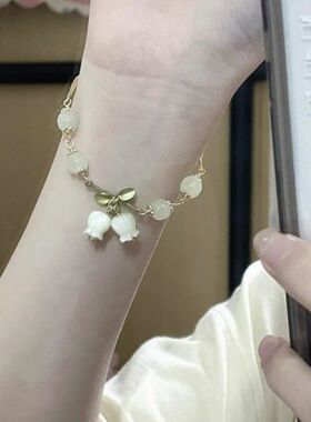 新款森系樱桃手链古风铃兰花小清新气质百搭小众森系手链闺蜜手饰