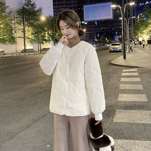 菱格轻薄羽绒服女短款2022年冬季新款保暖内胆薄款小个子无领外套 - 图2