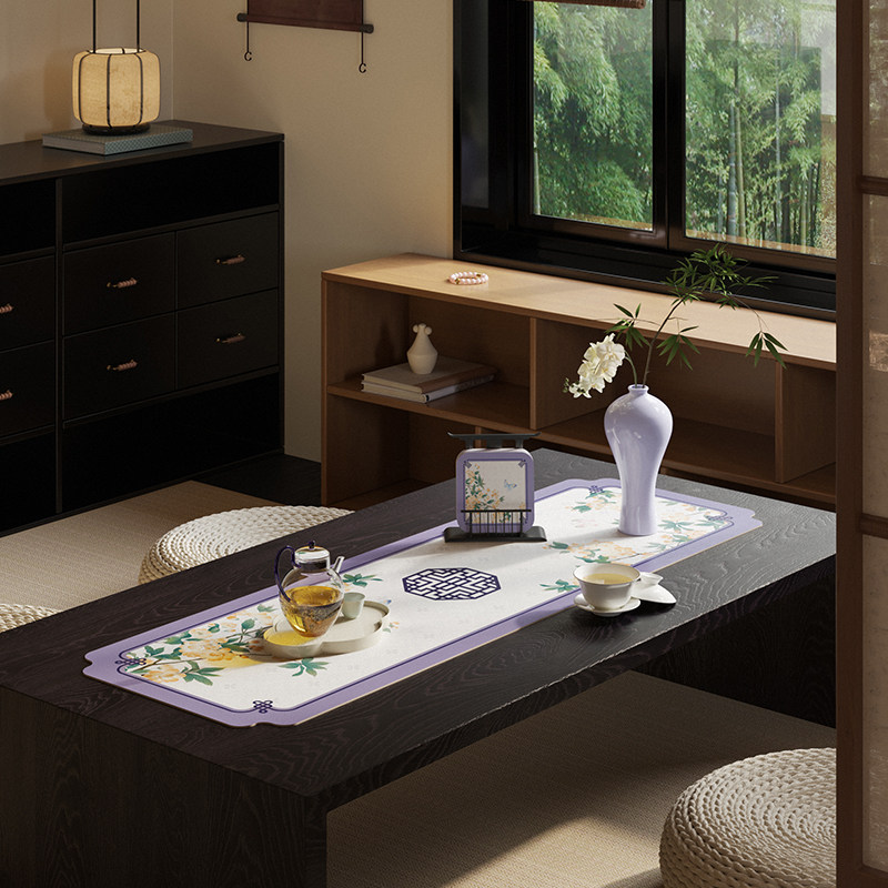 紫玉棠新中式桌旗新款新古典中国风茶席茶垫茶台垫布防水茶几桌布,淘宝优惠券,粉丝福利购,淘宝优惠卷