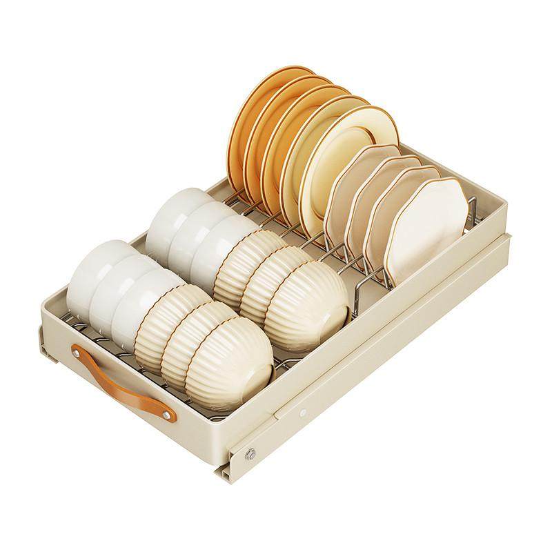 帅仕厨房抽拉碗碟收纳架不锈钢橱柜内拉篮抽屉式置物架碗盘沥北金,淘宝优惠券,粉丝福利购,淘宝优惠卷