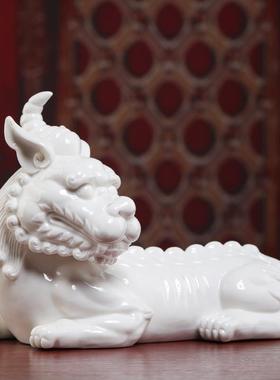 戴玉堂陶瓷地藏菩萨谛听摆件地藏王佛像坐骑客厅办公室佛堂装饰品