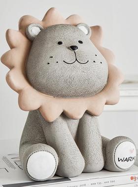 北欧ins狮子存钱筒大号创意萌狮硬币儿童存钱罐摆件客厅装饰摆饰