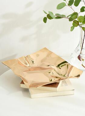 小西嘉斯堪的纳维亚无障碍豪华波浪图案托盘不锈钢入口钥匙储存托