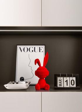 客厅门厅电视柜酒柜装饰创意兔子坐姿装饰高端乔迁礼物