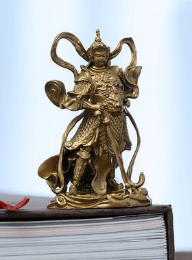 简修行韦陀菩萨佛像黄铜像韦陀摆件小号随身佛精致茶空间家居饰品