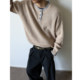 Hand sewn Henry collar wool blend sweater for men