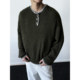 Hand sewn Henry collar wool blend sweater for men