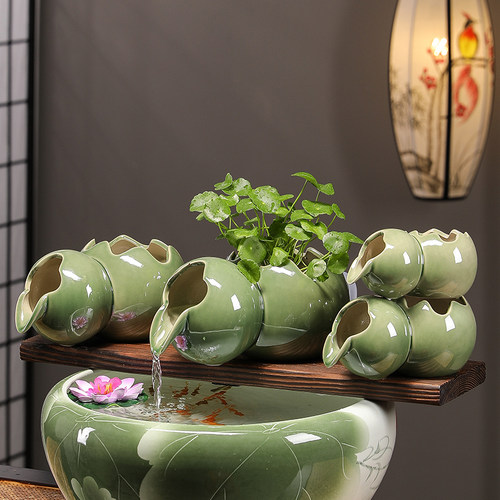 鱼缸造景摆件古法养鱼过滤器流水循环陶罐庭院生态缸造景全套配件 - 图2