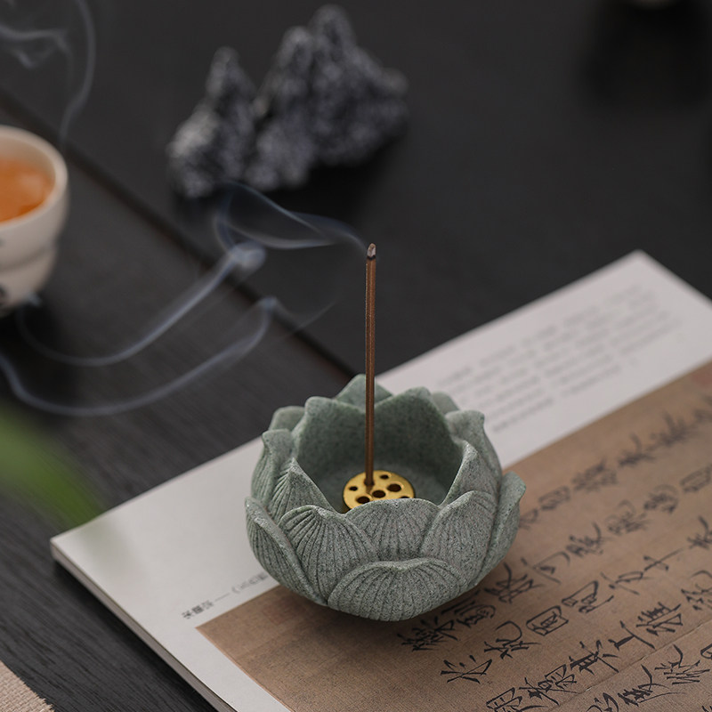 青砂石莲花线香插座创意小香炉家用室内香器线香香托茶桌檀香薰炉,淘宝优惠券,粉丝福利购,淘宝优惠卷