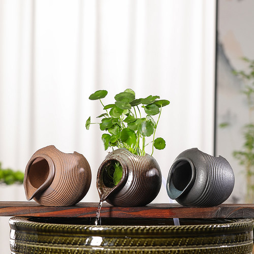 循环流水陶瓷罐古法养鱼生态大鱼缸瀑布装饰造景摆件diy全套配件 - 图0