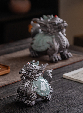 陶瓷龙龟摆件招财龙头龟办公室桌面摆件中式家居玄关装饰品工艺品