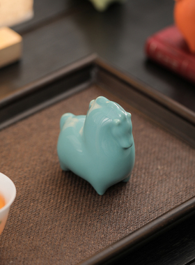 新中式红色陶瓷马到成功摆件家居办公室桌面装饰茶宠马年伴手礼