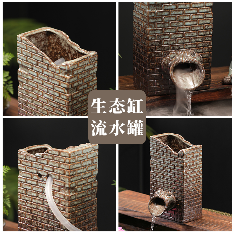 循环流水陶罐古法鱼缸增氧过滤配件庭院鱼池造景喷泉瀑布装饰摆件 - 图2