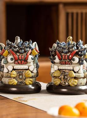 倒流香炉陶瓷貔貅摆件镇宅招财一对可爱国潮创意乔迁新居礼品实用