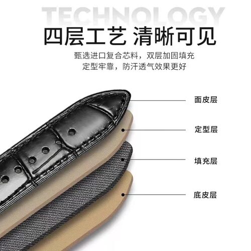 适用依保路表带真皮男女款蝴蝶扣EXPOOL原装款牛皮防水手表带20mm - 图2