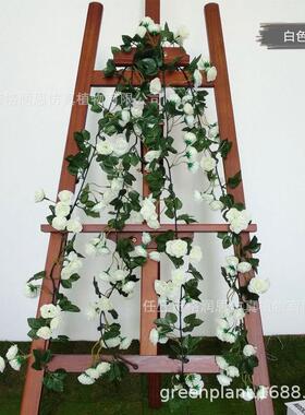 仿真玫瑰花藤假花藤条空调水管道遮挡装饰花塑料藤蔓植物厂家定制