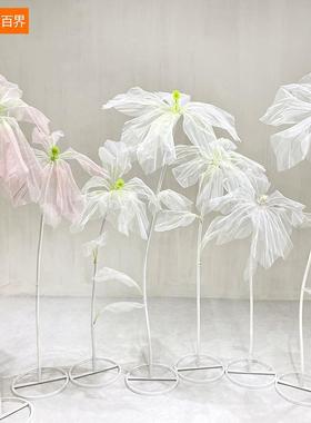 美陈装饰丝网花橱窗摆件节日场景商场布置装饰道具手工鸢尾花