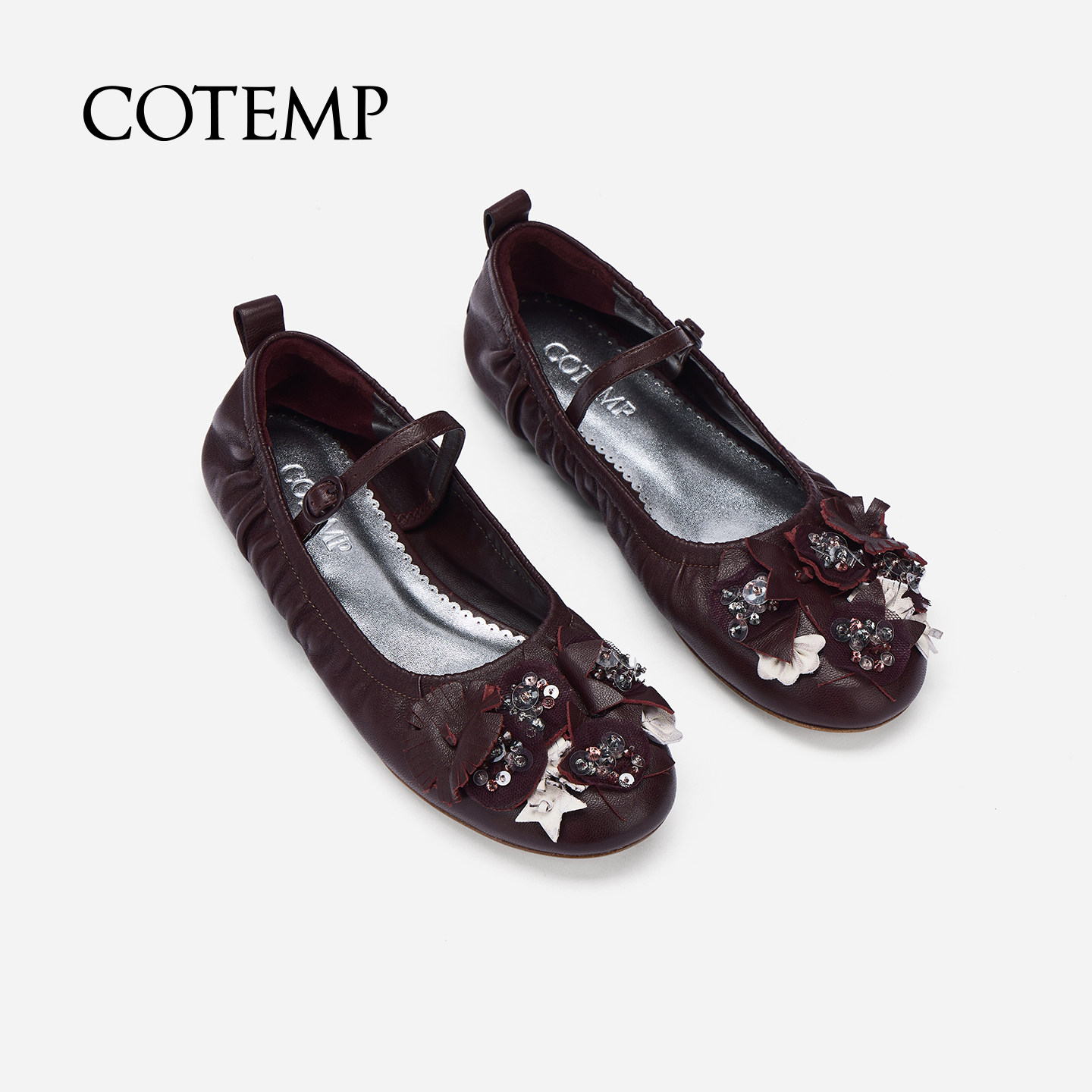 【明星同款】cotemp Ceol Mazzetto25FW花朵钉珠奶奶鞋玛丽珍鞋女,淘宝优惠券,粉丝福利购,淘宝优惠卷