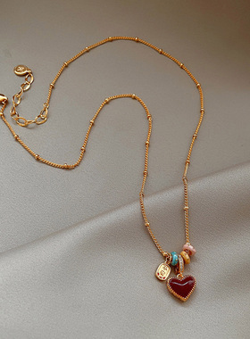 18K真金电镀滴油贝母爱心项链