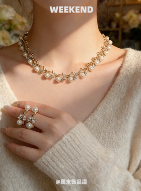 珍珠项链女高级感土星法式复古