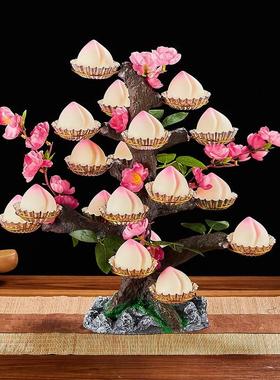 寿桃树架点心台摆件网红创意点缀酒店自助餐具装饰寿宴新中式包邮