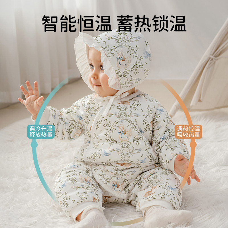 欧孕婴儿衣服a类纯棉秋冬加厚外穿蝴蝶衣保暖护肚宝宝连体衣哈衣
