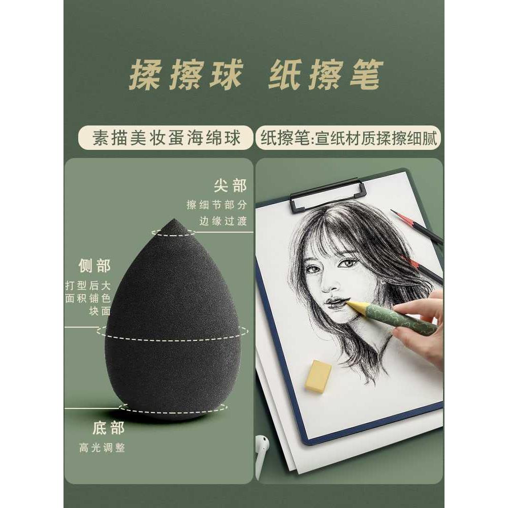 卡西米尔素描揉擦刀美术生专用工具擦笔纸笔棉美妆蛋海绵球替换头 - 图3