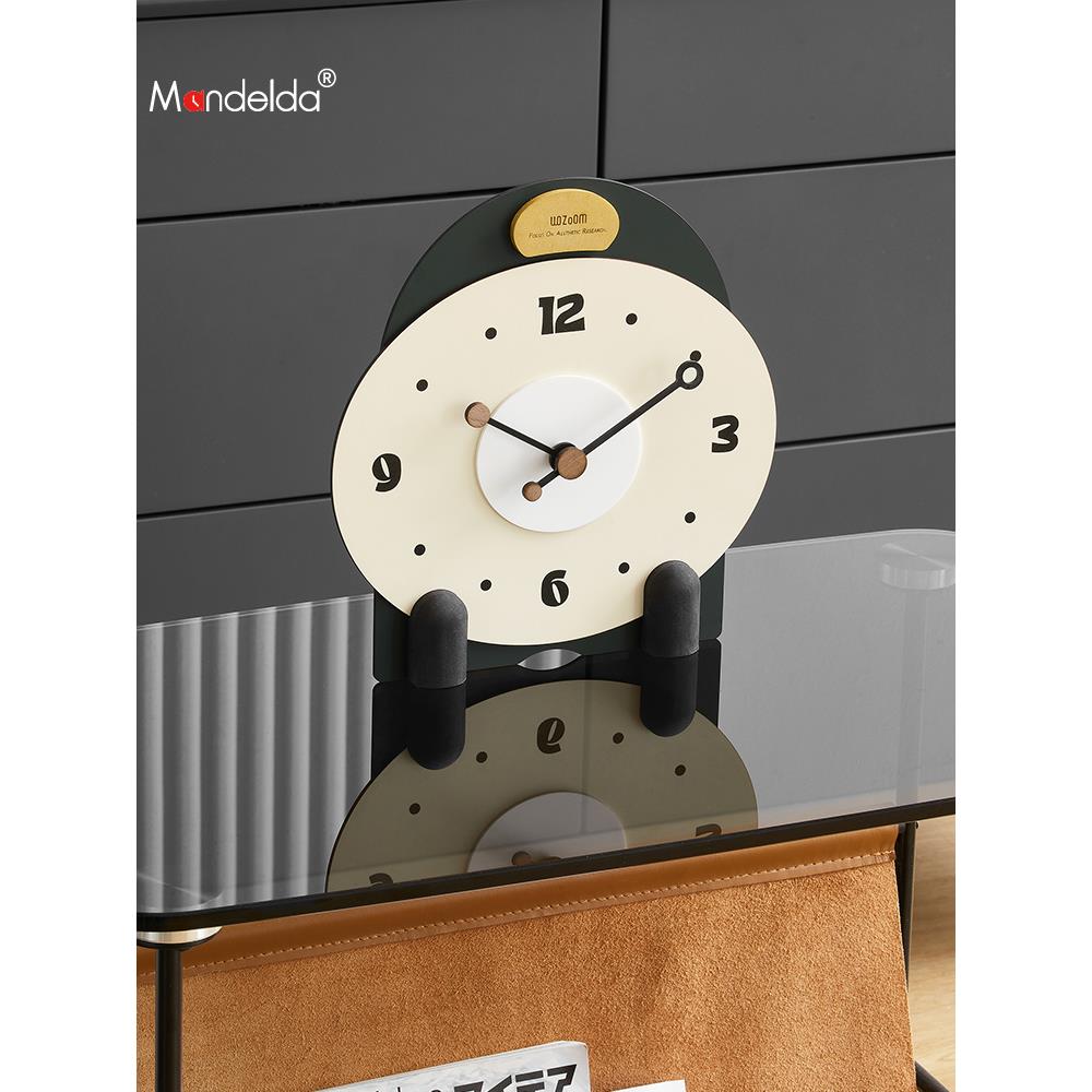 Mandelda家居客厅座钟办公桌面摆件玄关电视柜酒柜台钟轻奢装饰品 - 图3