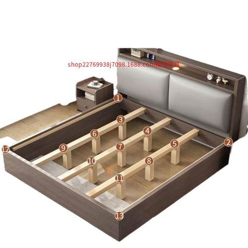 实木床板床双人1.82米主卧家用1.5米小户型出租房民宿1.2单人床 - 图3