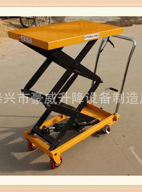 江苏手动平台搬运车双剪叉式液压手动平台车平台堆高叉车