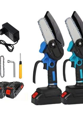 迷你4寸6寸电链锯小型手持锂电伐木锯园林绿化电动工具