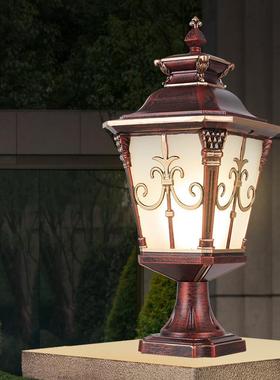 太阳能柱头灯户外防水别墅庭院灯室外美式花园围墙门柱灯大门柱子